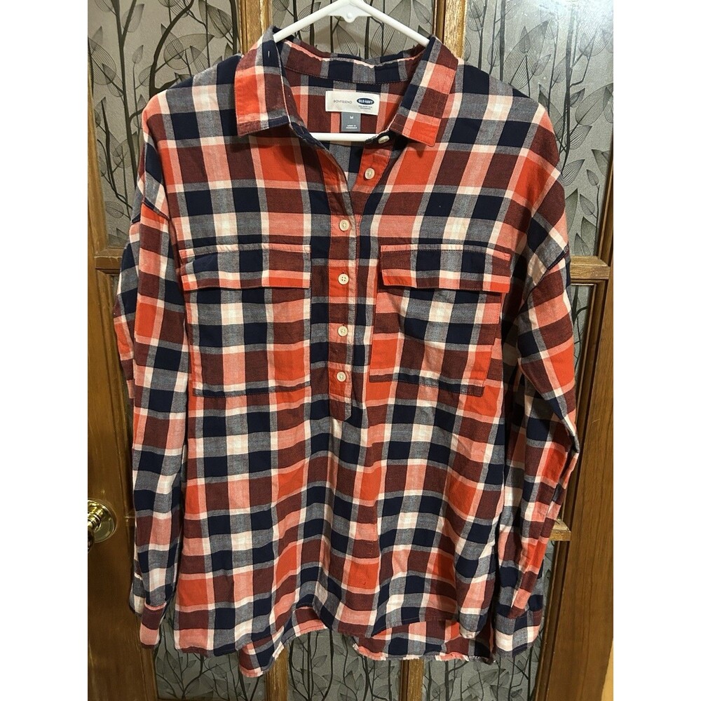 Old Navy Women's Plaid Flannel Boyfriend Shirt Size Medium, Colorful, Soft